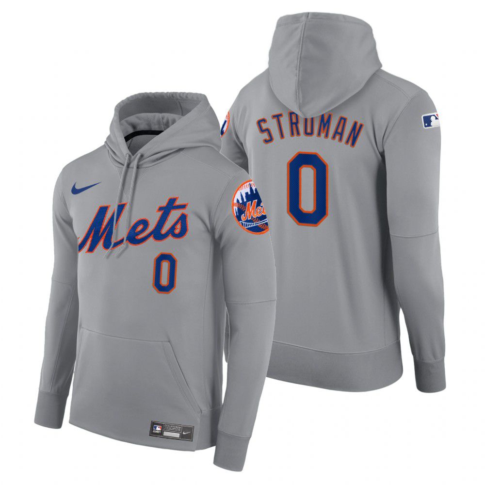 Men New York Mets #0 Stroman gray road hoodie 2021 MLB Nike Jerseys->customized mlb jersey->Custom Jersey